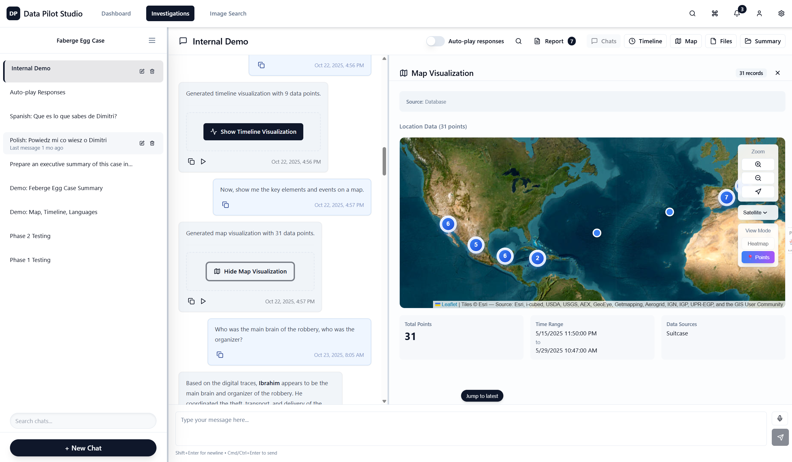 Forensic Studio — AI investigation workspace turning incident footage, detections and logs into a structured, cited case file